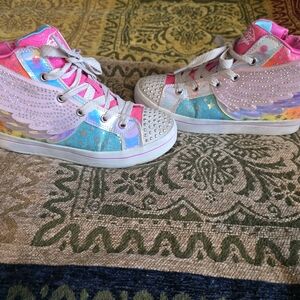 Skechers Pink and Blue Winged Kids Sneakers